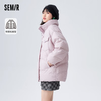 森马 Semir羽绒服女中长款oversize冬季兔子格纹植绒厚外套甜美可爱小众
