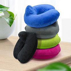 适美佳 充气U型枕头护颈枕可折叠便携式轻薄天鹅绒户外旅行枕舒适午睡枕
