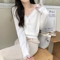 BTTKDL 春秋蕾丝衫网法式上衣打底衫潮