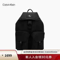 Calvin Klein Jeans24春夏男士经典标牌翻盖抽绳口旅行双肩包圣诞HH3947 001-太空黑 OS