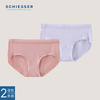 Schiesser舒雅女士内裤80S莫代尔Becover必雅中腰平角裤【2条装】E0/20086T 粉红+浅紫 XL