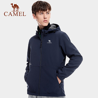 CAMEL 骆驼 男装夹克外套2023春秋新款宽松休闲风衣加厚加绒保暖连帽短款