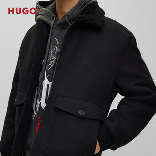 HUGO男士冬泰迪领常规版飞行员夹克 001-黑色 EU:S