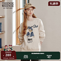 Teenie Weenie小熊加绒卫衣女20圆领套头卫衣宽松韩版女时尚休闲 燕麦色 160/S