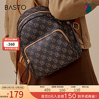 BASTO 百思图 时髦复古老花大容量双肩背包女X3261DX3 啡/棕 F