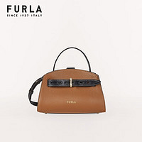 PLUS会员：FURLA 芙拉 MARGHERITA小妖精牛皮女士迷你手提包 棕色+浅灰色+黑色