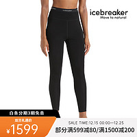 icebreaker女款美丽诺羊毛内层长裤户外跑步滑雪运动功能内衣 0A56B8 001/黑色 XS