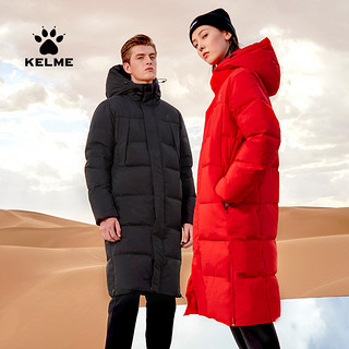 KELME 卡尔美 连帽长款运动休闲保暖鸭绒羽绒服外套