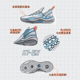 安踏（ANTA）KT3 Team｜篮球鞋男汤普森秋季透气防滑减震运动鞋子官网 【KT-FLY】安踏白/淡钢蓝-1 41(255)