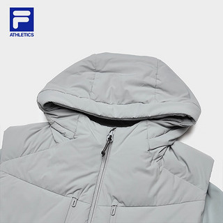 FILA 斐乐男士羽绒服两件套2023冬基础运动连帽上衣 尘雾灰-GY 180/100A/XL