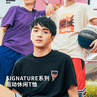DECATHLON 迪卡侬 篮球服速干t恤男篮球运动短袖透气宽松上衣夏IVJ2 黑色_mini篮筐 M