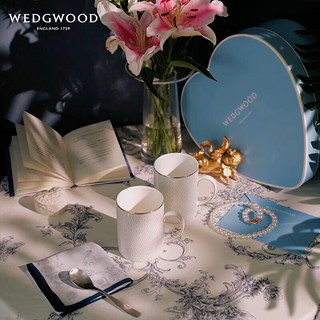 WEDGWOOD 威基伍德金粉年华马克对杯白金几何马克杯心形礼盒送爱人 白金几何心形礼盒（白+金）