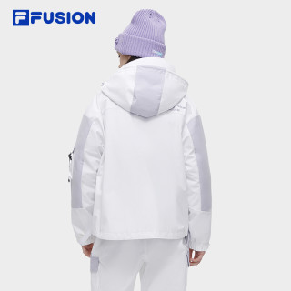 FILA FUSION斐乐潮牌羽绒服两件套女2023冬时尚撞色连帽外套