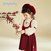 杰里贝比 女童秋冬连衣裙儿童裙子小女孩加绒红色婴儿拜年服周岁女宝宝礼服