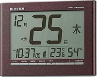 节奏时钟工业(Rhythm) 摆放时钟 棕色 12.9x16.9x2.8cm 电波时钟 放置两用 日历 温度 湿度 带显示8RZ208SR06