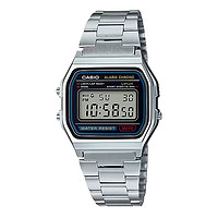 CASIO 卡西欧 时尚潮流手表男女同款石英银色手表A158WA-1