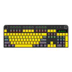 魔炼者 MK13 104键 有线机械键盘 灰黄色 国产红轴 混光