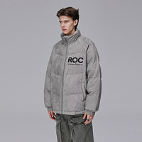 ROCAWEAR 仿麂皮插肩袖羽绒服毛巾绣logo宽松冬季潮牌小众外套男