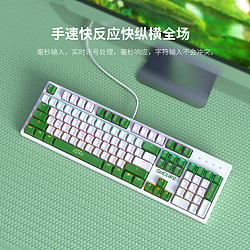 AJAZZ 黑爵 绿白104键 有线机械键盘 电竞游戏键盘 电脑外设 混光 绿白色 青轴