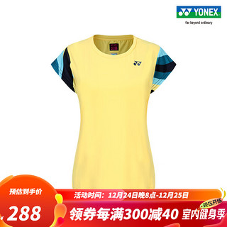 YONEX/尤尼克斯 20754EX 24SS大赛系列 澳网大赛女款 透气运动T恤yy 柔黄色 M