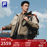 FILA斐乐男士鹅羽绒上衣两件套冬户外运动连帽外套 月陨灰-GY 180/100A/XL