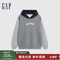 Gap 盖璞 男装冬季2023碳素软磨抓绒保暖卫衣841204宽松运动上衣 灰色 175/96A(L)亚洲尺码