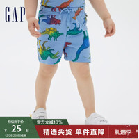 Gap【布莱纳】男幼童纯棉印花针织裤833352夏季款儿童装运动短裤 多彩恐龙 100cm(3岁)偏小,选大一码