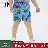 Gap【布莱纳】男幼童纯棉印花针织裤833352夏季款儿童装运动短裤 多彩恐龙 100cm(3岁)偏小，选大一码