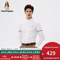 Hush Puppies暇步士男装2024春纯棉牛津纺商务休闲百搭衬衫男 019白色1 XXL