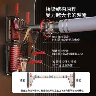 施耐德引体向上器家用单杠室内免打孔器材 灰色单杠 安装距离76-95cm（1米）