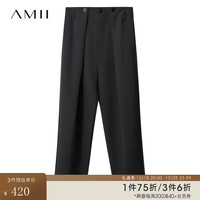 AMII通勤百搭直筒微弹梭织西裤休闲长裤女 黑色 155/64A/S