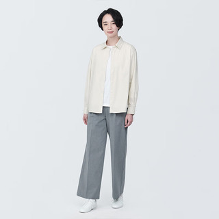 無印良品 MUJI 無印良品  水洗 平纹 衬衫领 长袖衬衫 女士衬衣外套 BC2JEC4S 浅黄色条纹 M(160/84A)
