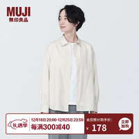 無印良品 MUJI 無印良品 水洗 平纹 衬衫领 长袖衬衫 女士衬衣外套 BC2JEC4S 浅黄色条纹 M(160/84A)