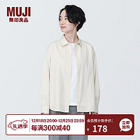 无印良品 MUJI 水洗 平纹 衬衫领 长袖衬衫 女士衬衣外套 BC2JEC4S 浅黄色条纹 M(160/84A)