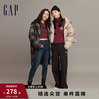 Gap女装冬季2023LOGO半拉链抓绒套头卫衣840978宽松运动上衣 酒红色 170/88A(L)亚洲尺码