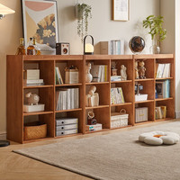 家逸（JIAYI）实木组合书架书柜落地置物架客厅储物柜收纳柜矮柜子书橱 博古架 六格抽屉款 樱桃木色 单个