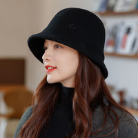 帽子女秋冬季韩版百搭羊毛大头围日系水桶时尚盆帽减龄渔夫帽子女