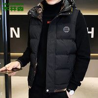 木林森高端马甲男士秋冬季连帽马夹外套加厚棉衣外穿坎肩背心