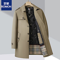 ROMON 罗蒙 新品 白鸭绒羽绒服男中长款冬季保暖可拆卸内胆中老年男士西装领