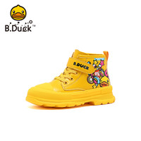 B.Duck bduck小黄鸭童鞋男童皮鞋秋帕拉丁鞋儿童时尚高帮皮靴