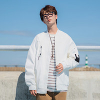 真维斯冬季男装港风棒球服夹克外套宽松休闲纯色简约EI 白色210A 190/104A/XXXL