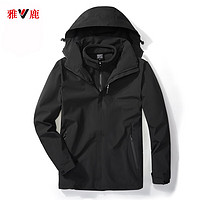 雅鹿三合一两件套冲锋衣男女款冬季防风防水透气户外保暖冲锋衣外套ZD 男黑色 XL