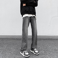 杰森格 牛仔裤男士裤子秋季韩版潮流港风宽松直筒长裤