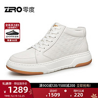 零度Zero男靴冬季加绒保暖高帮日常休闲鞋户外轻便鞋子男 白色 38