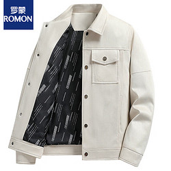 romon罗蒙罗冠偏小一码潮流青春百搭商务休闲夹克男鹿皮绒翻领外套男