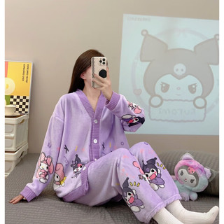 BONAS 宝娜斯 女士法兰绒加厚睡衣家居服套装 星黛露系列 图案可选