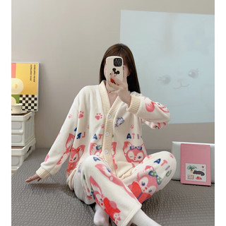 BONAS 宝娜斯 女士法兰绒加厚睡衣家居服套装 星黛露系列 图案可选
