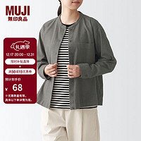 无印良品（MUJI）女式法兰绒 立领衬衫 格子 内搭 衬衣  BCB19C1A 棕色 M