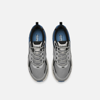 斯凯奇（Skechers）男子厚底缓震跑步鞋网布舒适休闲运动鞋 灰色/蓝色-081 41