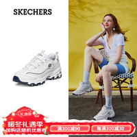 斯凯奇（Skechers）老爹鞋女士小白鞋增高厚底休闲鞋子百搭运动鞋透气熊猫鞋 WNV白蓝 35